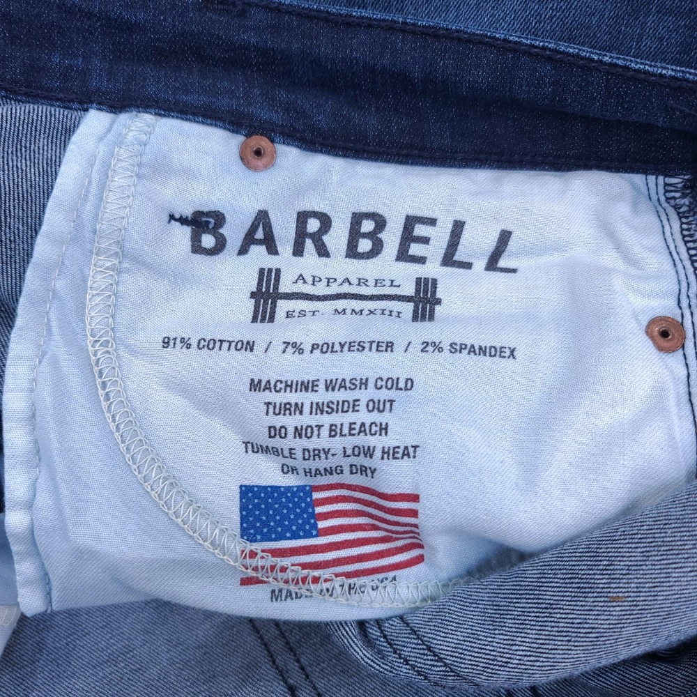Barbell Apparel Jeans Womens 30x34 Dark Wash American Made Athletic Fit Denim - Picture 8 of 8